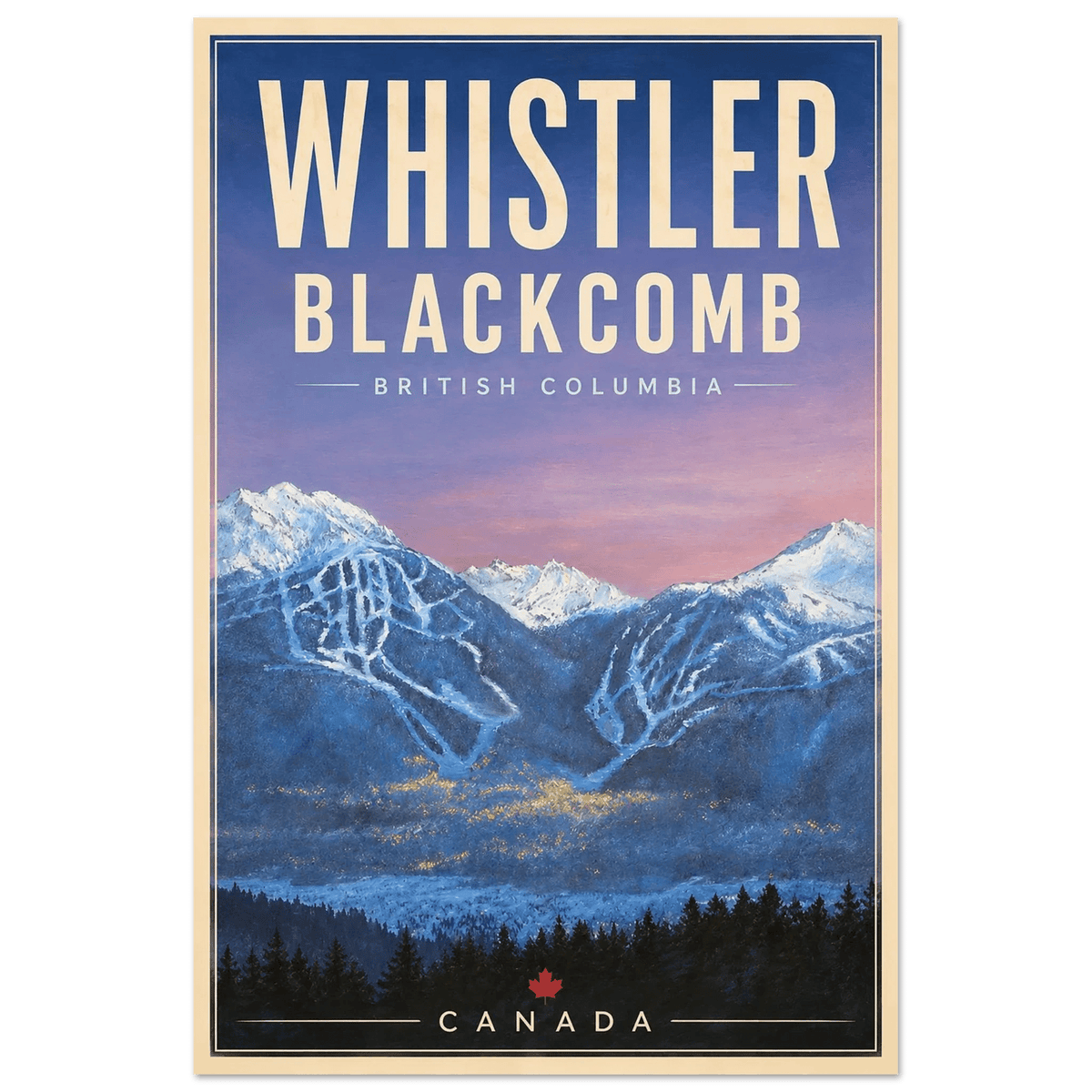 Whistler travel poster by Canadian artist Graham Watts
