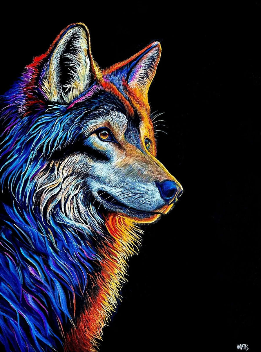 wildlife art "Luminous Guardian" Wolf - by Artist Graham Watts