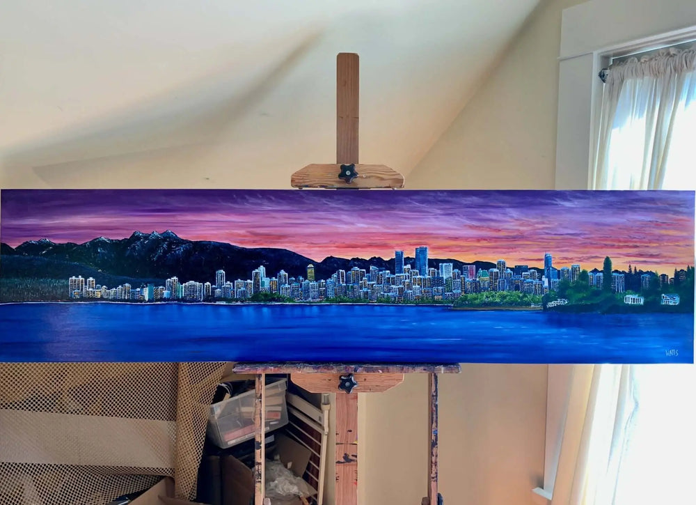 Best of Vancouver, a commissioned panoramic Vancouver cityscape painting by Graham Watts.