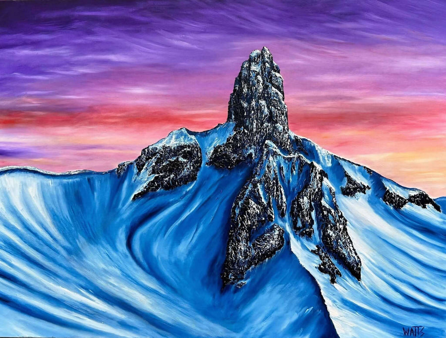 Original oil painting of Black Tusk in Whistler, British Columbia, Canada by Canadian artist Graham Watts. Mountain landscape artwork titled Black Tusk.