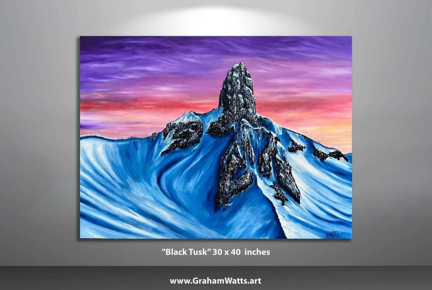 Detail image of original Black Tusk Whistler oil painting by Canadian artist Graham Watts. Mountain landscape artwork titled Black Tusk.