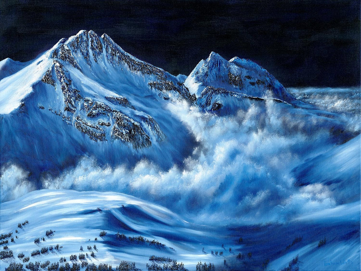 Castle Tower Mountain landscape in Whistler, British Columbia, original oil painting by Canadian artist Graham Watts
