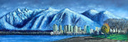 Chilly Morning at Kits Beach original Vancouver landscape oil painting with English Bay and North Shore mountains by Graham Watts