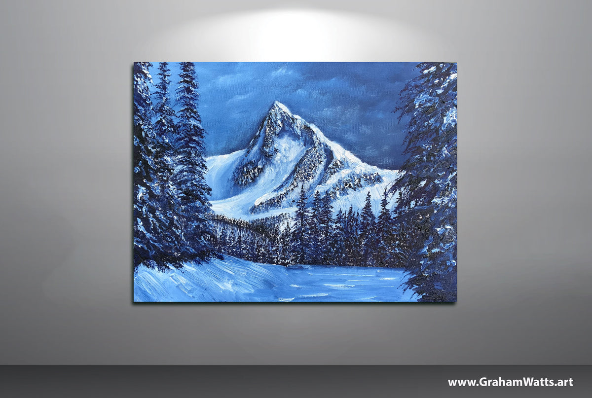 Original Fissile Peak mountain painting inspired by Whistler and Blackcomb, by Canadian artist Graham Watts