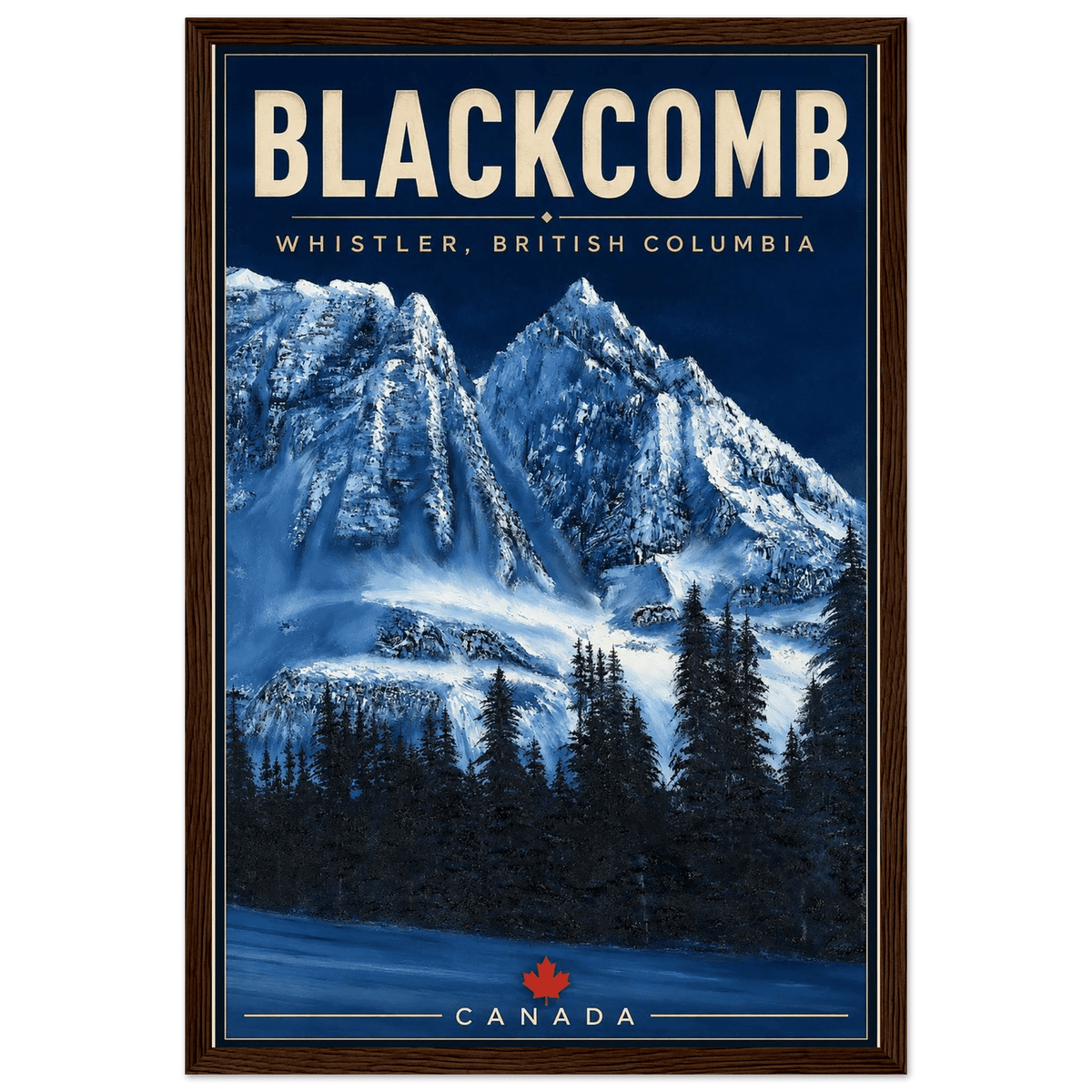Blackcomb Peak Whistler BC framed ski poster and wall art by Graham Watts