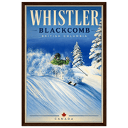 Whistler powder skiing framed ski poster and wall art by Canadian artist Graham Watts