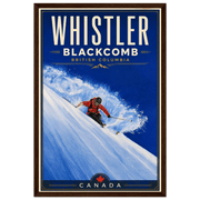 Whistler Blackcomb framed ski poster design by Canadian artist Graham Watts