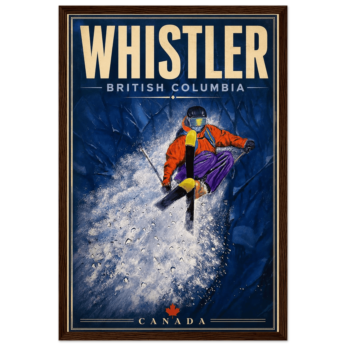 Whistler British Columbia framed ski poster and wall art by Canadian artist Graham Watts