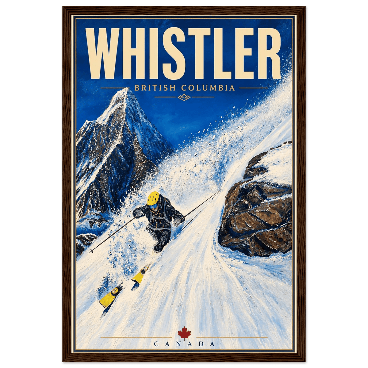 Spanky's Ladder Blackcomb Whistler framed ski poster by Canadian artist Graham Watts