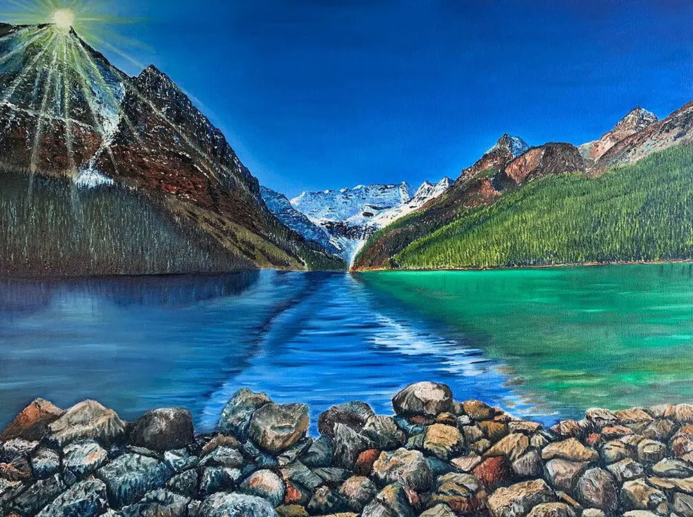 Lake Louise, a commissioned Alberta mountain landscape painting by Graham Watts.