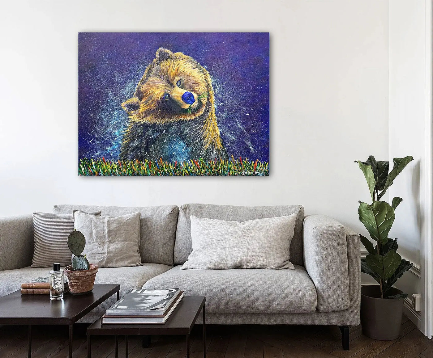 "Mona" Playful Grizzly Bear - Limited Edition Print - The Art Shop | Artist Graham Watts