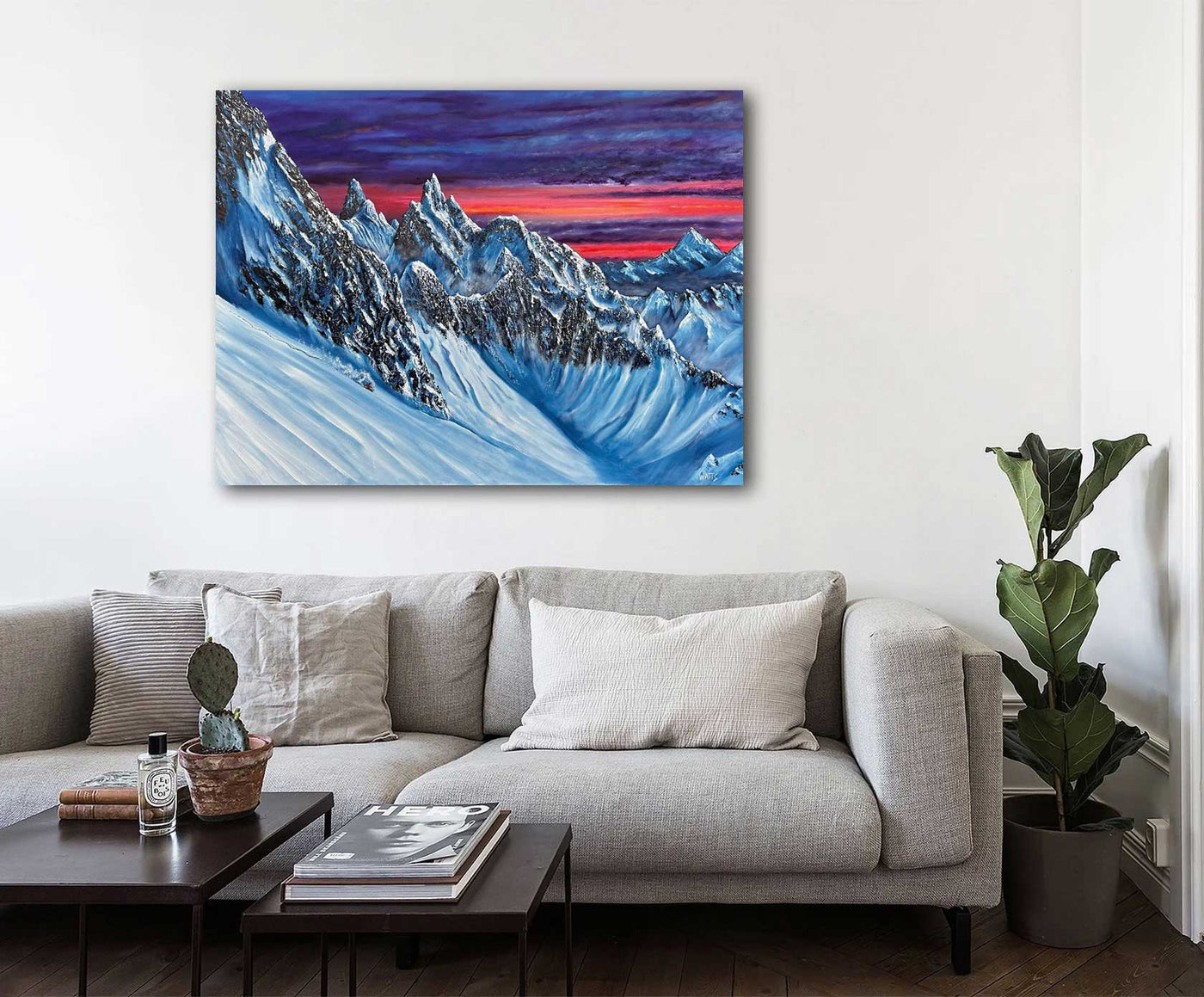 Mountain Landscape Painting “Tantalus Peaks” - living room by Artist Graham Watts