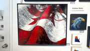 Original Canadian flag oil painting with red maple leaf by Graham Watts