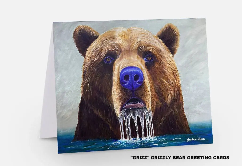 Order "GRIZZ" Grizzly Bear Fine Art Greeting Cards - The Art Shop | Artist Graham Watts