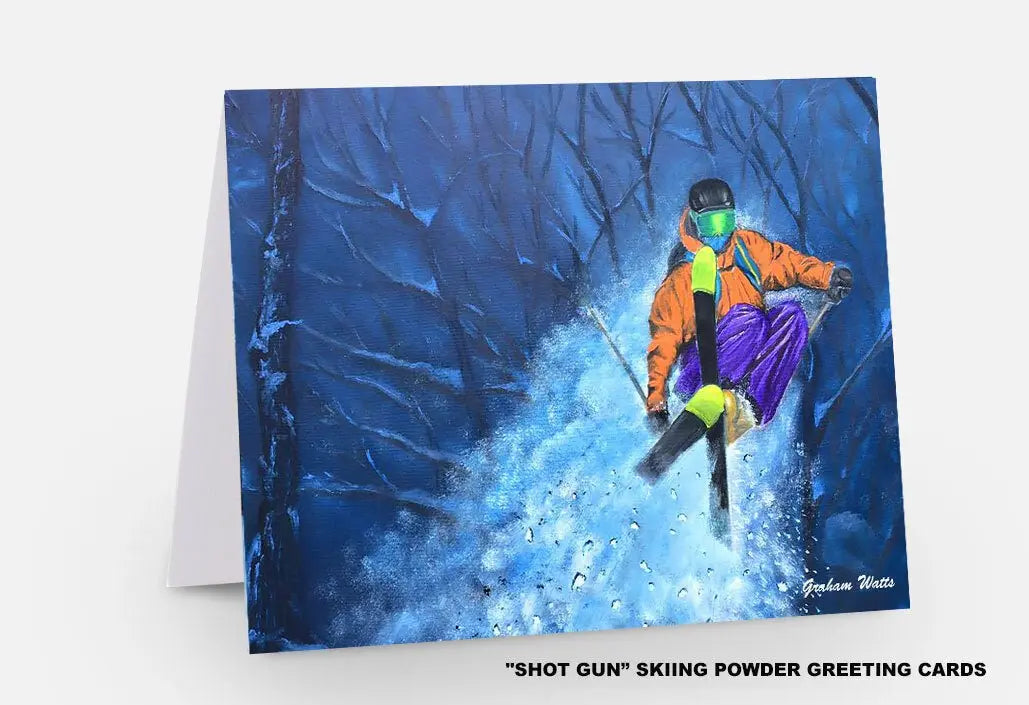 Order "SHOT GUN” Skiing Fine Art Greeting Cards - The Art Shop | Artist Graham Watts
