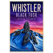 Vintage-style Black Tusk Peak Whistler BC travel poster based on original artwork by Graham Watts