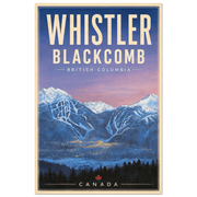 Whistler Blackcomb Resorts travel poster design No. 2 based on original artwork by Graham Watts