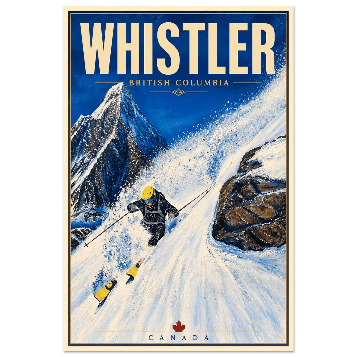 Whistler British Columbia travel poster design No. 1 based on original artwork by Graham Watts