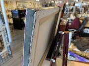 Original skiing and mountain painting Powder Day by Canadian artist Graham Watts