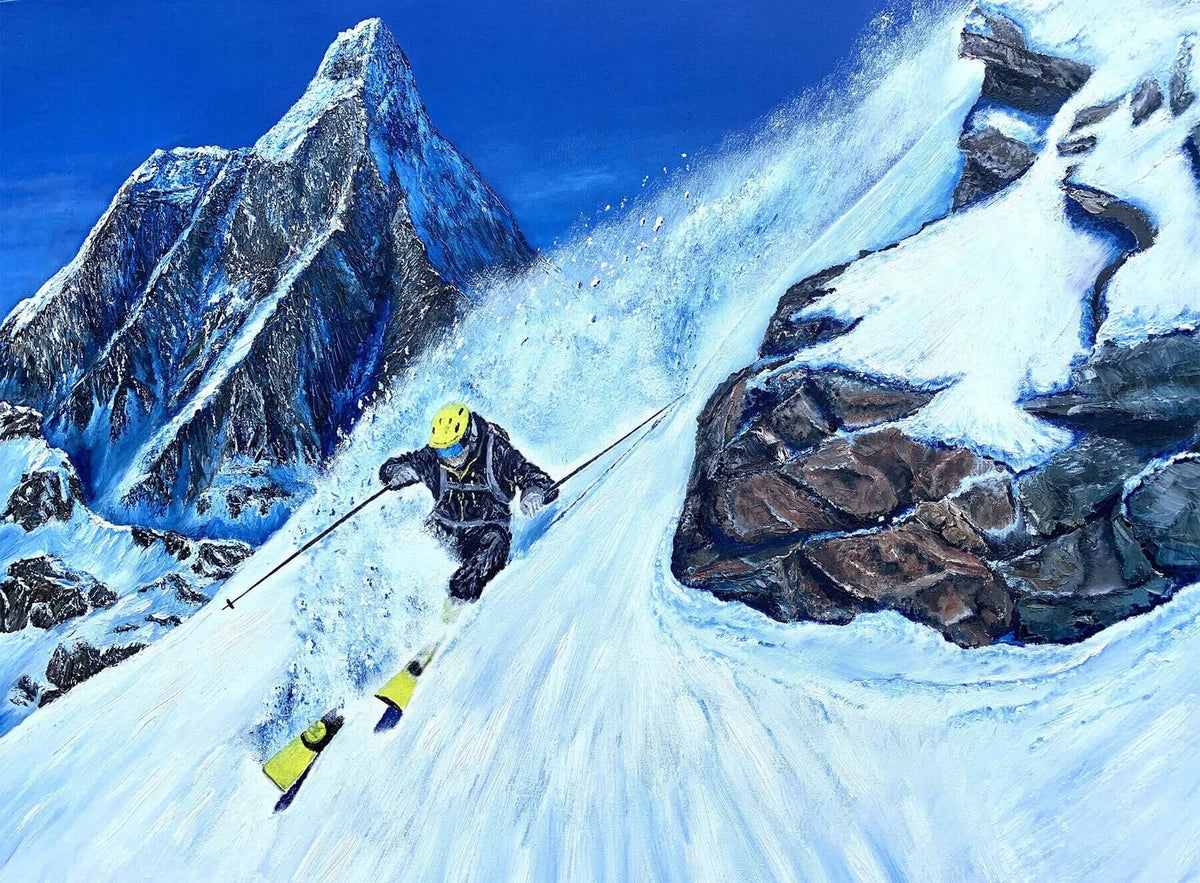 Past commission: Steep and Deep Ski Painting | 40 x 30 by Graham Watts.