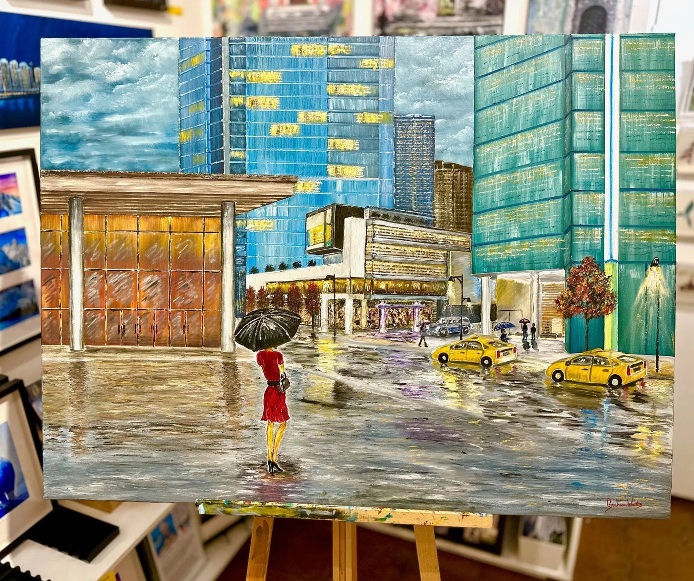 Vancouver Cityscapes "Rain and Reflections at Jack Poole" - Artist Graham Watts | Canadian Oil Painter in Vancouver, BC