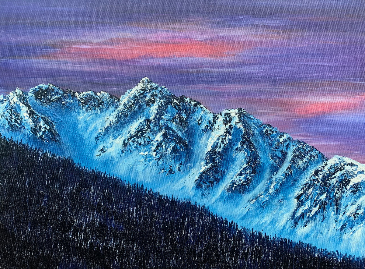 Whistler Bowl on Whistler Mountain, British Columbia, original mountain landscape oil painting by Graham Watts
