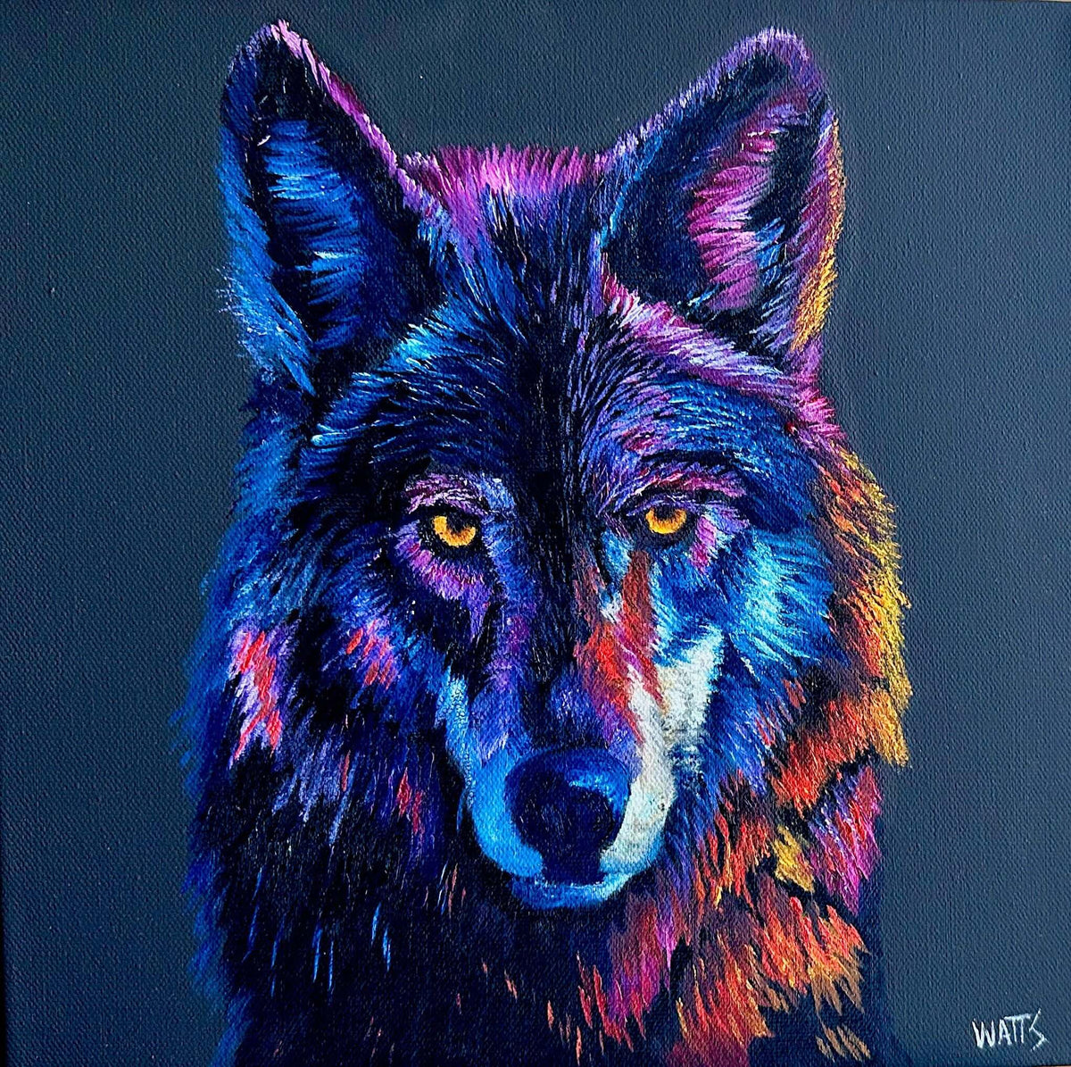 Wildlife Artwork Original Canadian Art | Wildlife Painting - Vivid Wolf Artwork