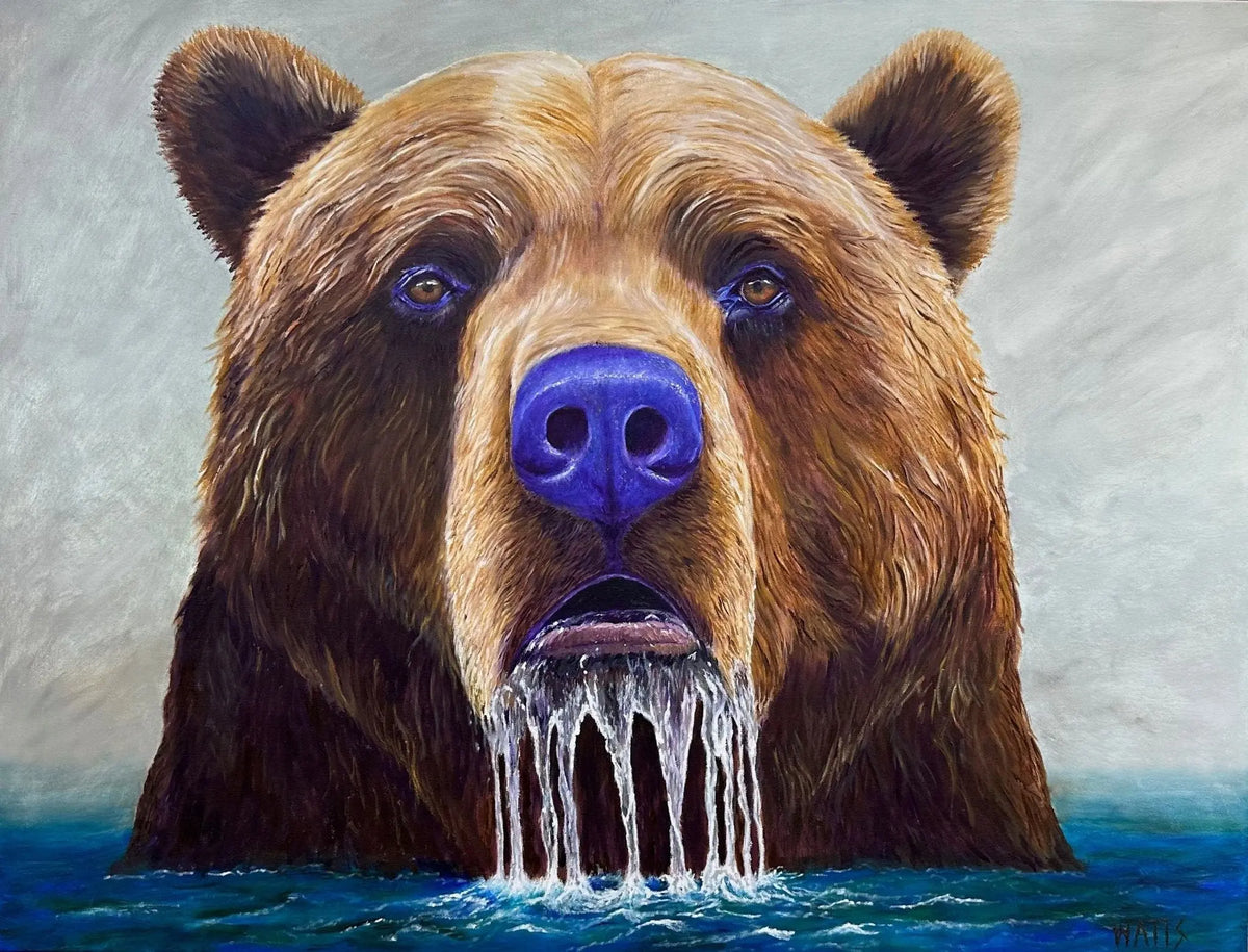 wildlife oil painting "Grizz" – Grizzly Bear - by Artist Graham Watts